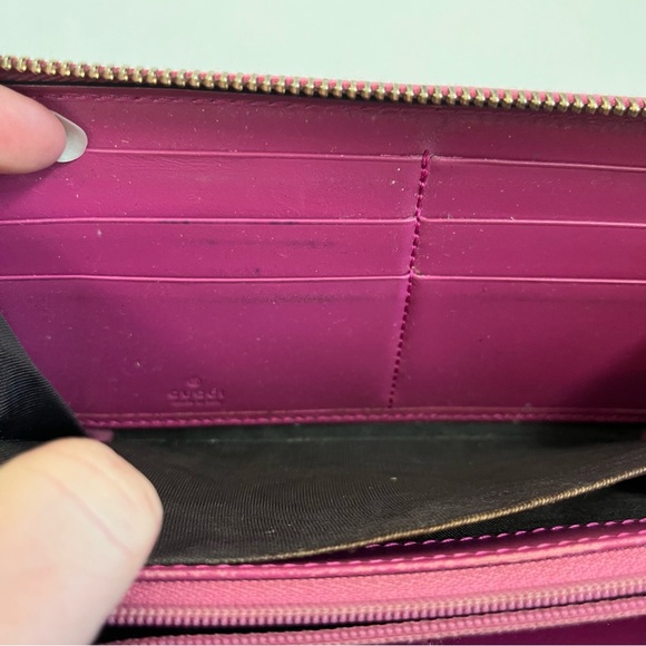 GUCCI Guccissima Signature Bowy Zip Around Wallet Peonia Flower - Picture 14 of 16